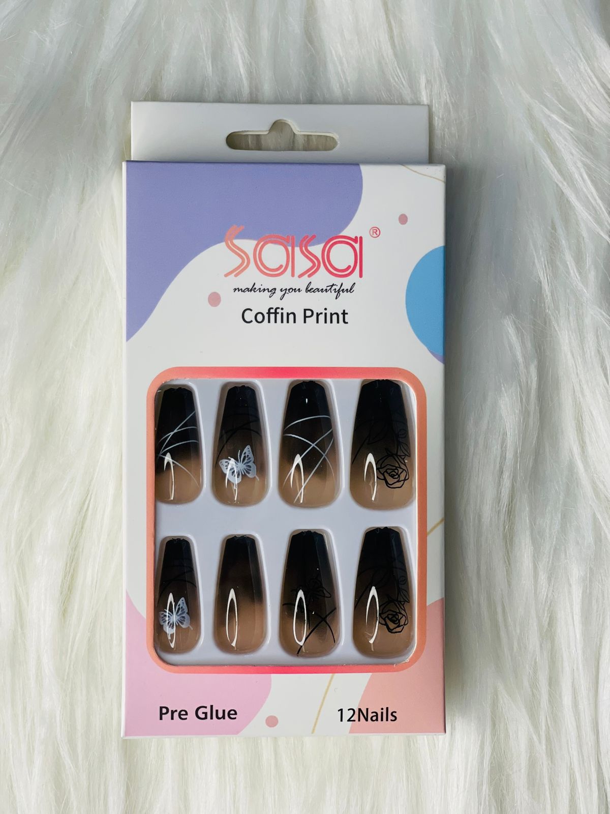 SASA PRE GLUE NAILS (4 MIX PACKS)