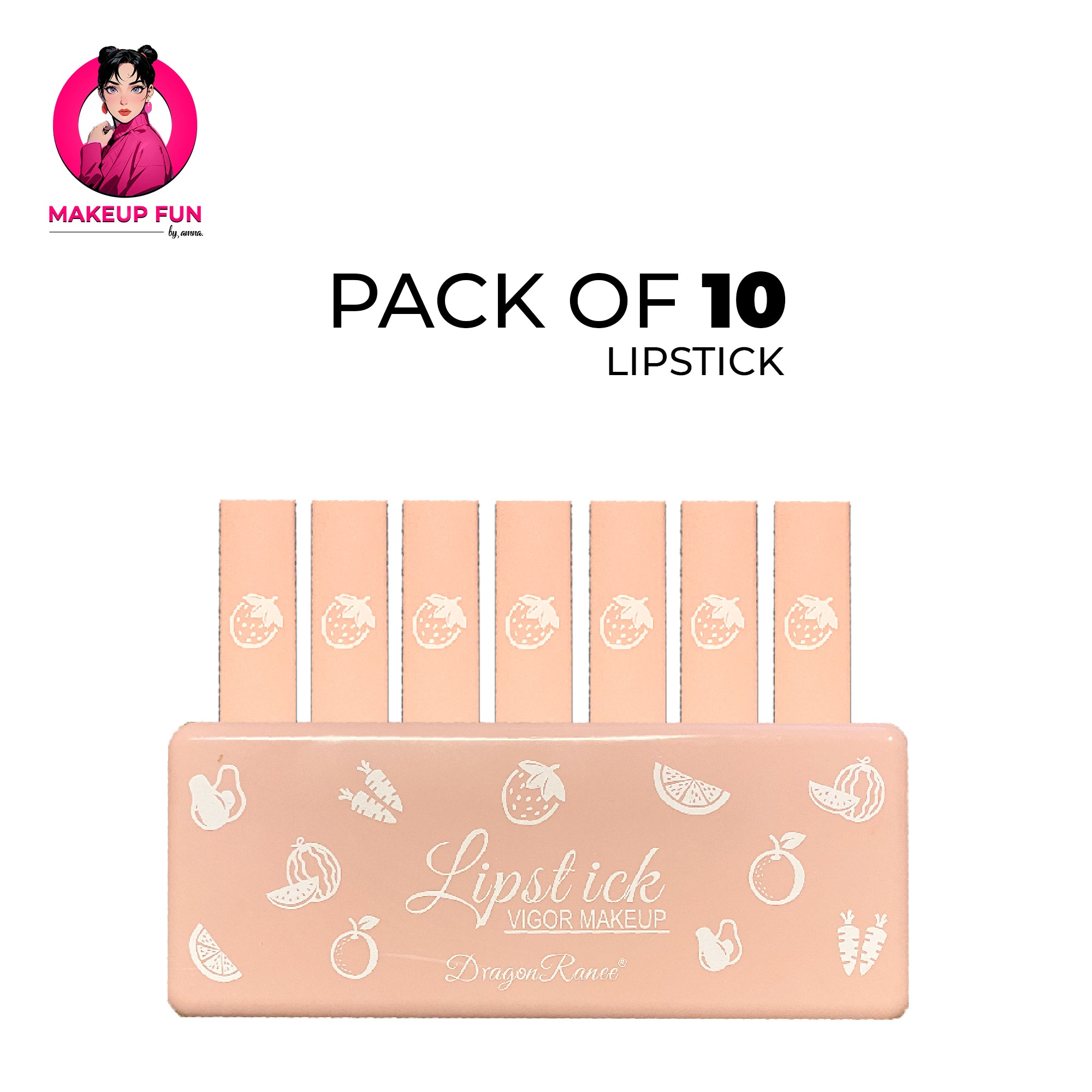 Dragon Ranee Vigor Make Up Matte Lipstick 10Pcs Set