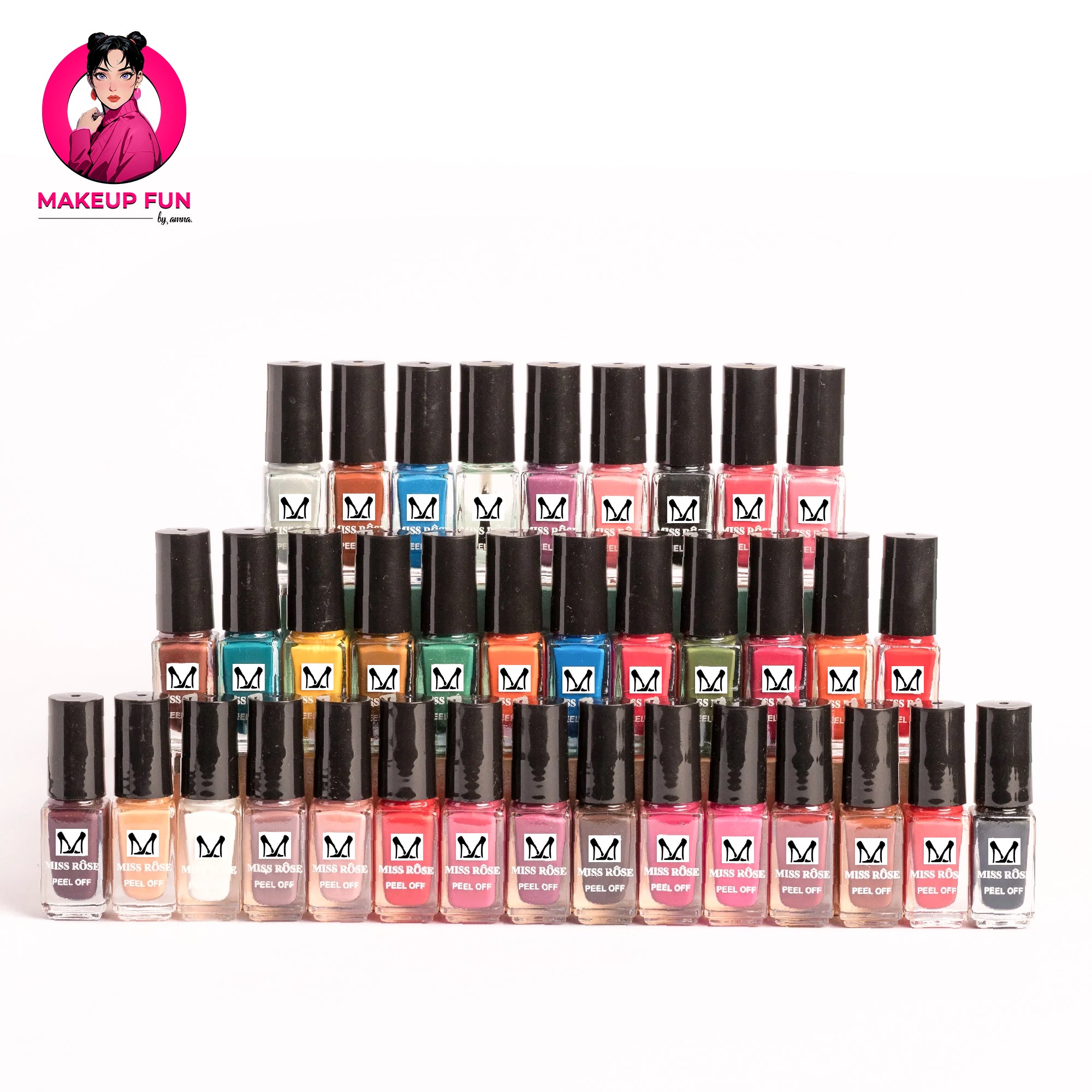 Miss Rose Pack of 36 Peel Off Nail Polishes