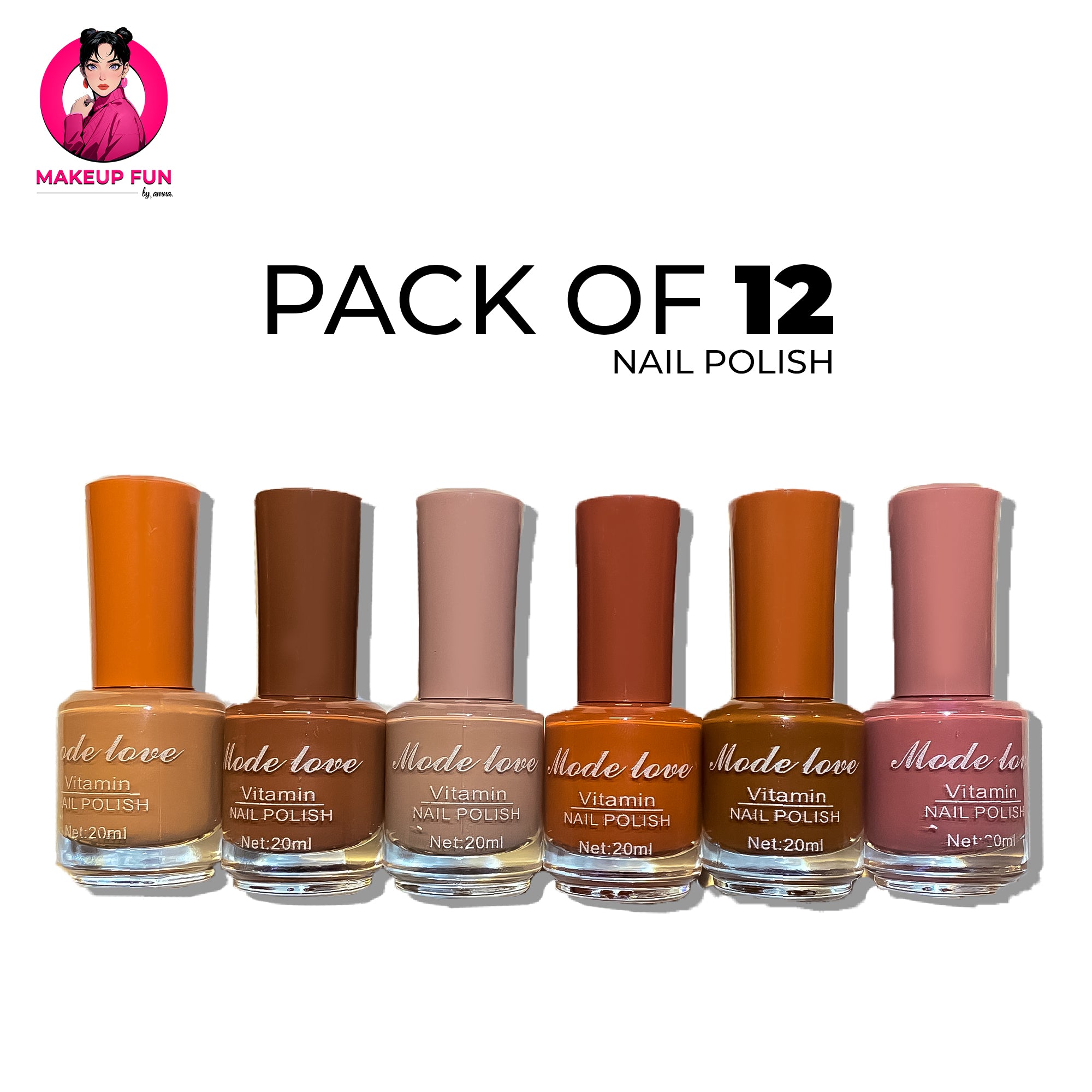 Mode Love Vitamin Nail Polishes (Pack Of 12) with Free Bag