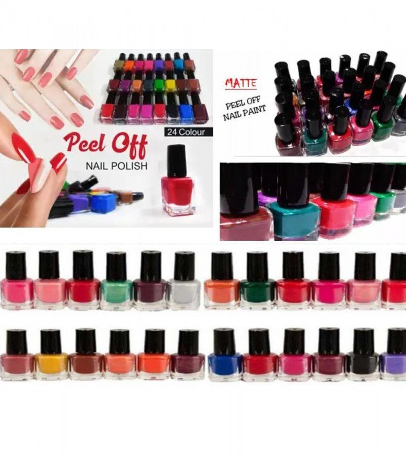 24 Pcs PEEL OFF NAIL PAINT 24 Different Colors